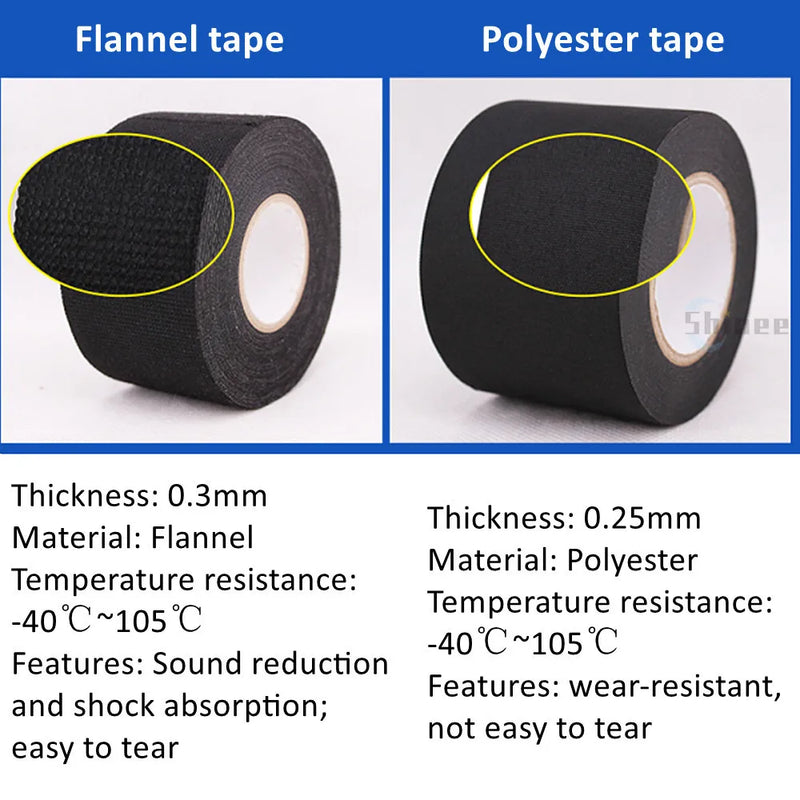 15 Meter Heat-resistant Flame Retardant Tape Coroplast Adhesive Cloth Tape For Car Cable Harness Wiring Loom Protection