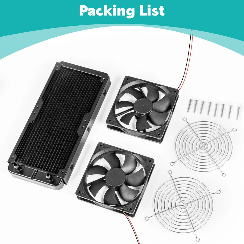 SXDOOL Water-Cooling 240MM Radiator Double Dual 120mm Fan For Computer Water Discharge Radiator  Strong Wind Recommend