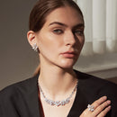 LUOTEEMI Luxuriöse große Blumenohrstecker CZ gepflastert, elegant, Hochzeit, Brautschmuck, Zirkonia, Hochzeitsschmuck, Ungewöhnliche heiße Designs, Geschenk