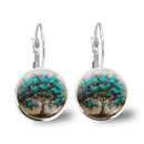 Popular Jewelry Glass Pendant Alloy Earrings Tree of Life Earrings Simple Jewelry, Fashionable and Versatile Temperament Gifts