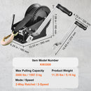 SucceBuy Hand Winch BoatTrailer Winch Heavy Duty Rope Crank Polyester Strap and Two-Way Ratchet Manual Operated Hand Crank Winch