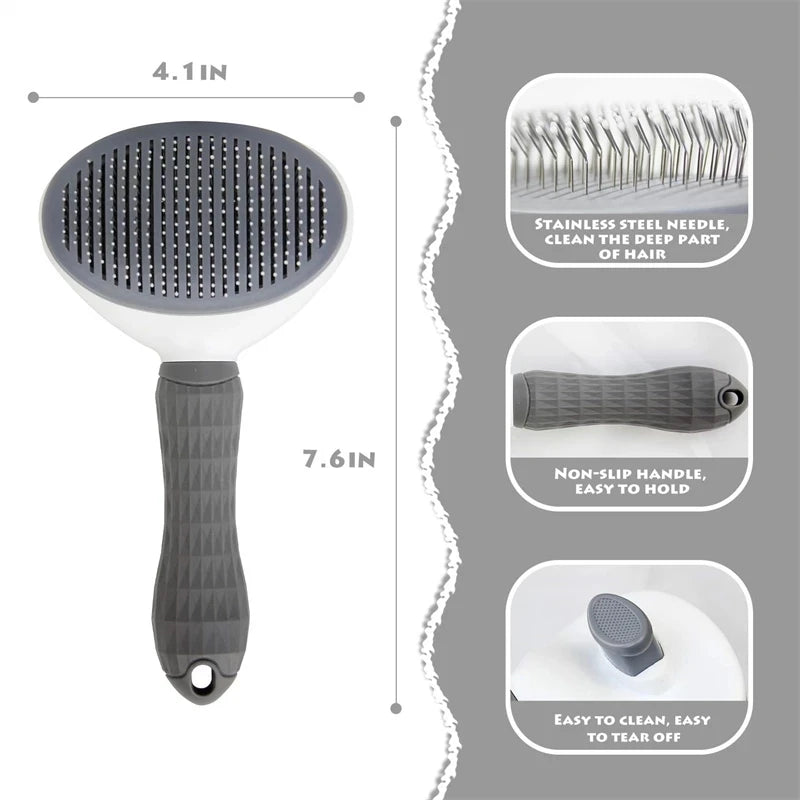 Cat Brush Remove Hair Pet Hair Removal Comb for Cats Non-slip Grooming Brush Stainless Steel Dog Combs Brushes Cat Accessories