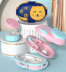 Thermos-Schüssel, Edelstahl 304, Cartoon-Geschirr, Brotdose für Kinder, tragbare Essensschale und Löffel-Set, Lunchtasche für Lebensmittel
