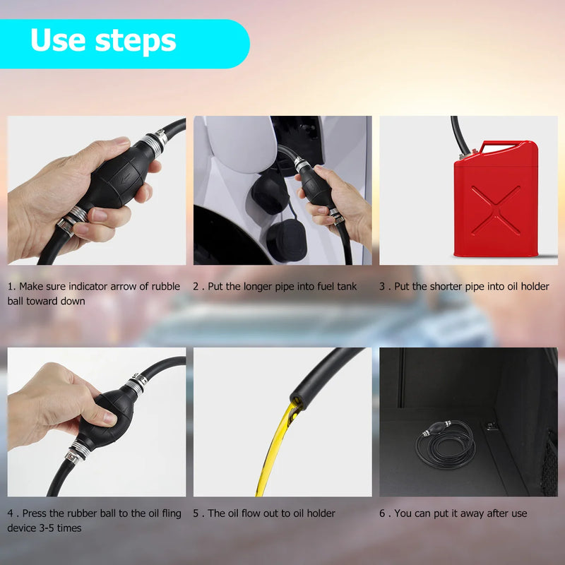 Fuel Transfer Pump Manual Suction Pump Hand Water Transfer Pump with 8mm Soft Delivery Hose for Gasoline Diesel Fuel Liquid