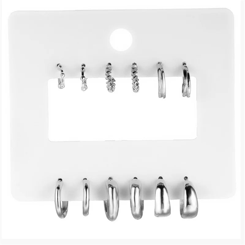 Stainless Steel Minimalist Circle Hoop Earrings for Women Simple Metal Circle Small Earrings Set Punk Unisex Rock Jewelry Gifts