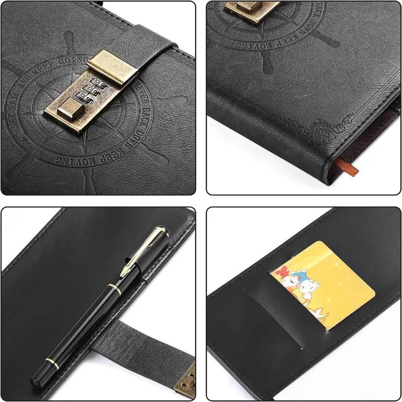 A5 Retro Password Lock Notebook With Lock Voyage Travel Diary Notebook Students Notepad Secretly Diary Hand Ledger Stationery