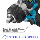 Gisam 2800N.M Torque Brushless Electric Impact Wrench 1/2 inch Screwdriver Cordless Wrench Power Tool For Makita 18V Battery Pin