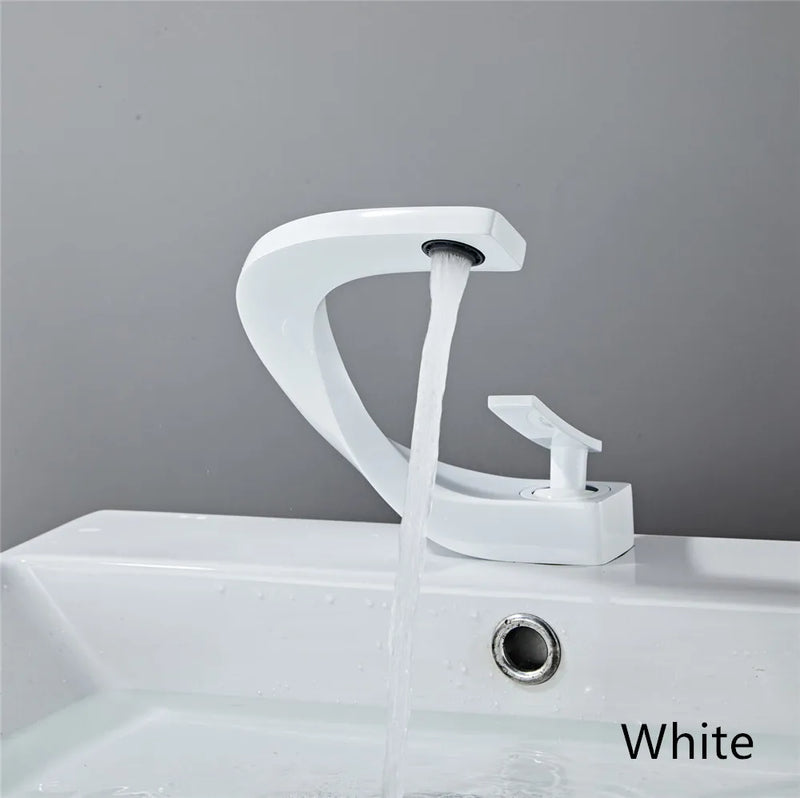 Tuqiu Bathroom Faucet Brass Rose Gold White Bathroom Basin Faucet Cold Hot Water Mixer Sink Tap Deck Mounted Black Rose Gold Tap