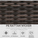 Outsunny 8 Pieces PE Rattan Corner Sofa Set with Thick Cushions, Aluminium Rattan Garden Furniture Set with Glass Top Table