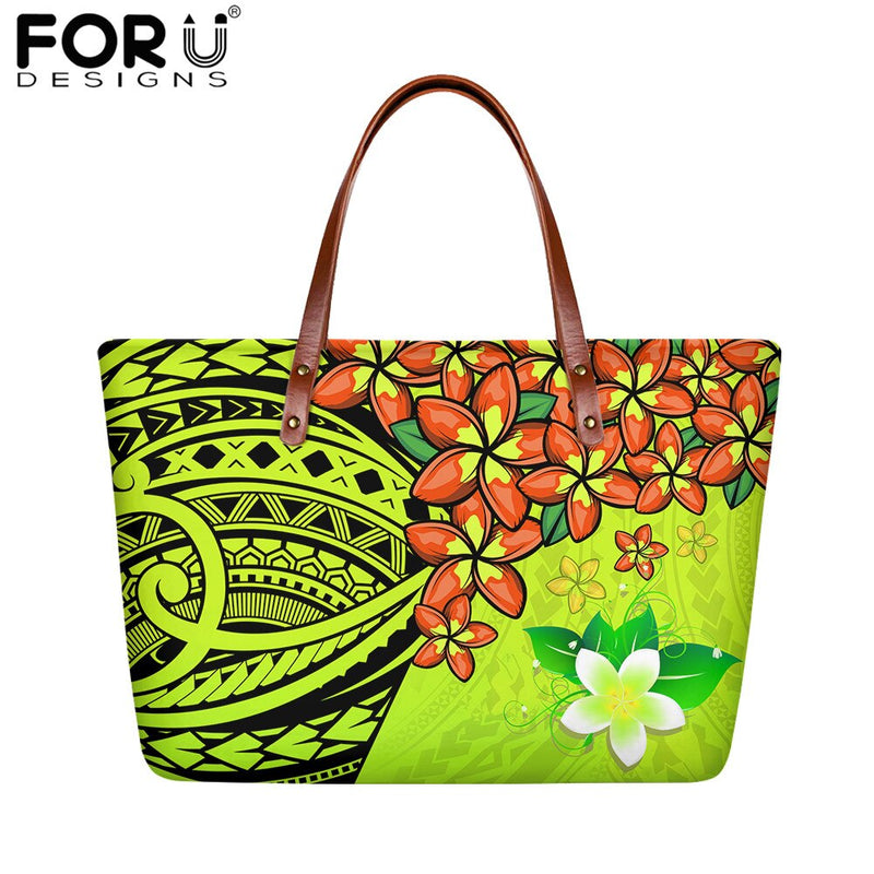 FORUDESIGNS High Quality Women Handbag Polynesian Pattern Hibiscus Flower Printing Personal Luxury Female Shoulder Bolsas