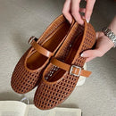 Aneikeh NEW Spring Autumn Fashion Hollow Out Mesh Women Ballet Flat Pumps Ladies Shoes Designer Low Heels Shallow Casual Loafers