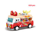 Mini Parts City Outing Bus Compatible Friends Camper Van Camping Car Princess Model Building Blocks Sets Bricks Toys For Girls