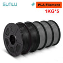 SUNLU 5KG 3D Filament PLA/PLA PLUS/PETG/ABS Filamnet 1.75mm 5Roll 1KG Neatly Wound 3D Printer Filament for 3D Printer