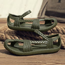 Unisex Breathable Beach Sandals EVA Material Large Size 36-47 Woven Pattern Slip-On Shoes Comfortable Lightweight Summer Sandals