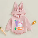 Infant Toddler Unisex s Sweaters Spring Outfits Easter Bunny Rabbit Printed Long Sleeve Rompers Hooded Jumpsuits