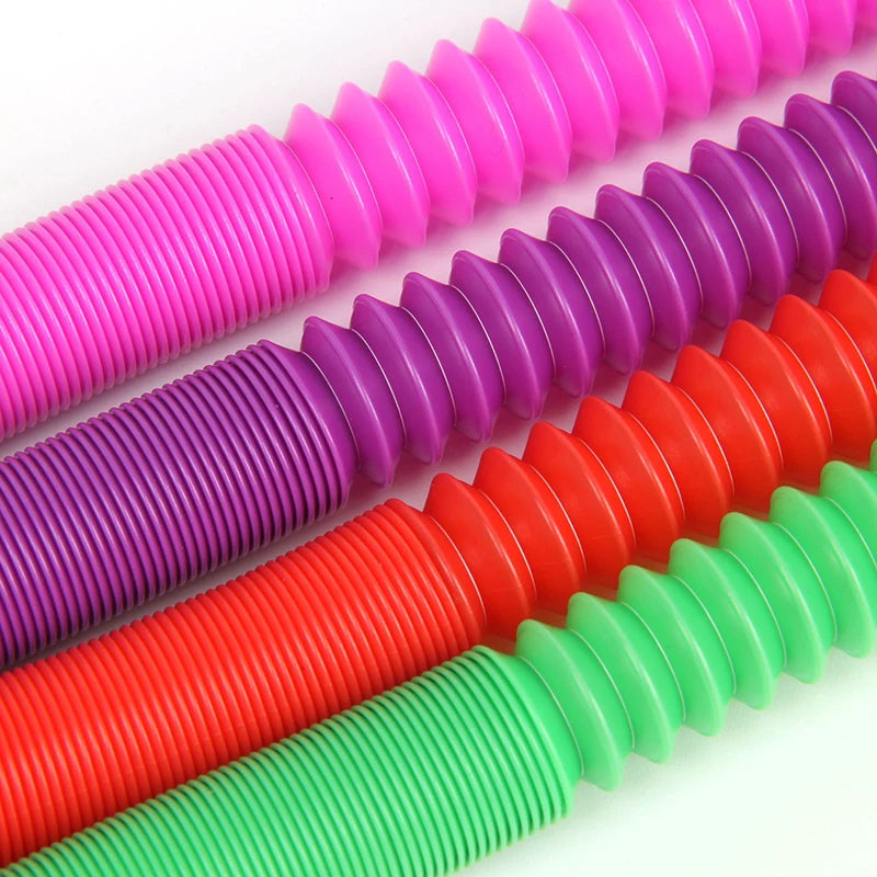 8/16Pcs Set Flexible Plastic Color Telescopic Tube Pop Tube Stretch Tube Bellows Children Adult Decompression Toys