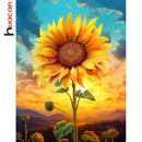 Huacan New Arrivals Diamond Embroidery Flower DIY Full Drill Mosaic Sunflower Sunset Complete Kit Handmade Gift Home Decor