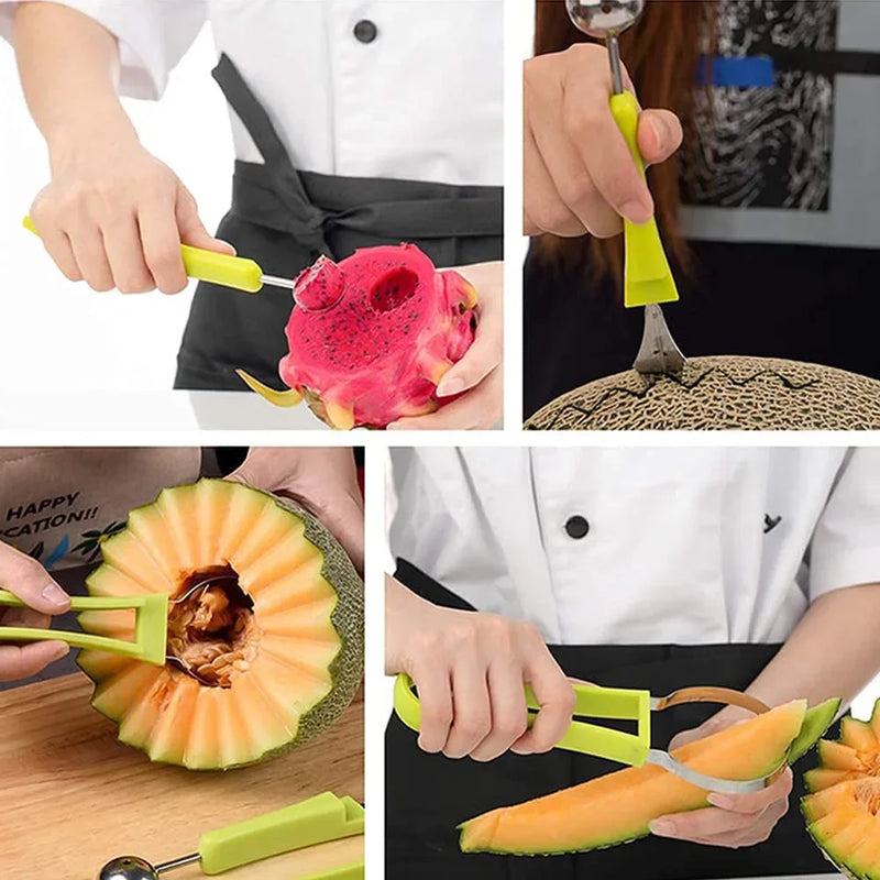 4 in 1 Melon Cutter Scoop Fruit Carving Knife Fruit Cutter Dig Pulp Separator Kitchen Gadgets Acces