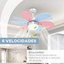 HOMCOM Deckenventilator mit Beleuchtung 34W Ø 82,5 cm Gleichstrommotor mit 6 Flügeln Mehrfarbig
