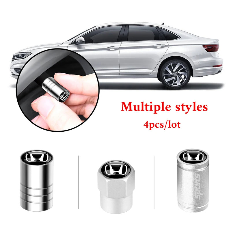 4PCS Car Badge Wheel Tires Valve Caps Metal Tyre Dust Cover For Honda CITY CIVIC Mugen -V CR-Z Type R Modulo Vezel Si RR Insight