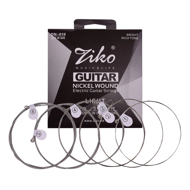 ZIKO DN-009  DN-010 Extra Light Guitar Strings for Electric Guitars Hexagonal Core Namo Coating Nickel Winding 6pcs Strings Set