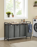 VASAGLE laundry basket, 4 hand fan, with shelf, removable extendable, 4x40 L