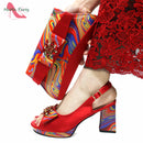 2024 INS Hot Sale New Arrivals Red Color Italian Design Shoes Matching Bag Set Super High Heels Pumps for Garden Party