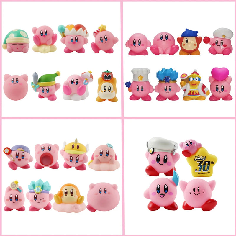 8pcs Anime Games Kirby Action Figures Toys Pink Cartoon Kawaii Kirby PVC Cute Figure Action Toy Christmas Gift for Children