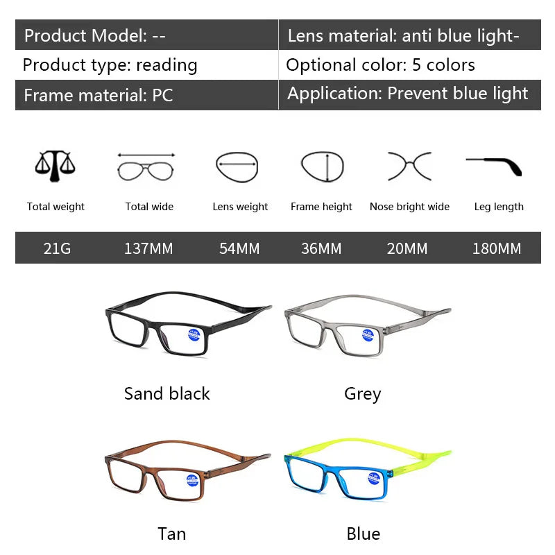 Diopter Magnifying Eyewear Women Men Magnetic Hanging Neck Presbyopic Eyeglasses Vision Care Magnet Reading Glasses
