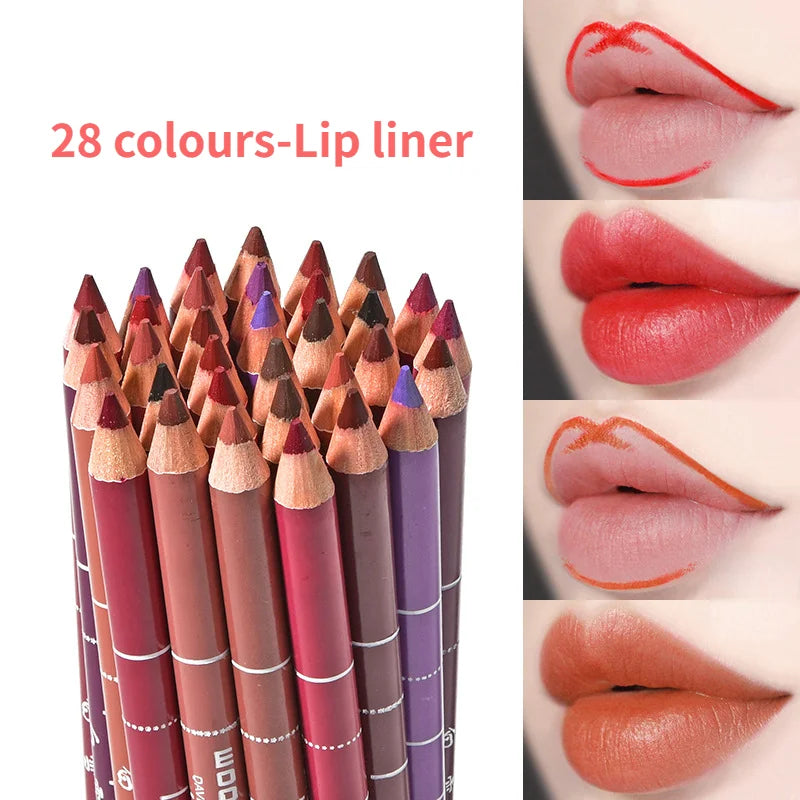 Professional Wood Lip liner Waterproof Lady Charming Lip Liner Soft Pencil Makeup Women's Long Lasting Cosmetic Tool 28Color