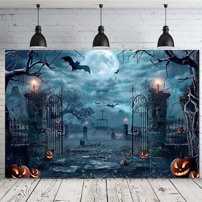 Halloween Backdrop/Party Decoration/Photo Banner Signs/Photography Background Props for Halloween Party Decoration Supplies