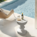 Modern Concrete Side Table for Indoor Outdoor Round Coffee Table Accent Table Garden Stool Unique Shaped