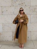 The Vilanelle | Oversized Long Trench Coat with Stand Collar