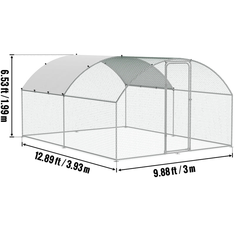 SucceBuy Large Metal Chicken Coop Walk-in Chicken Runs for Yard Spire Hen for Outdoor Backyard Farm Duck Rabbit Cage Poultry Pen