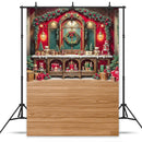 Santa Claus Workshop Backdrops Kids Family Photography Props Magic Christmas Fireplace Gifts Wreath Xmas Trees Backgrounds