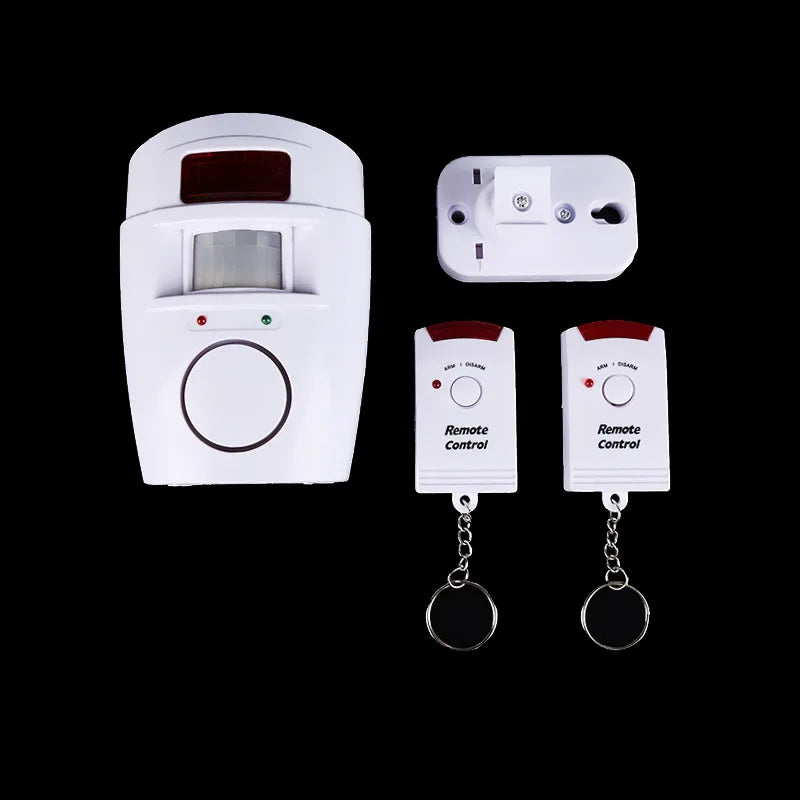 Wireless PIR Motion Sensor Detector Alarm With 2 Remote Control Power Adapter For Home Shed Garage Caravan Alarm Security System