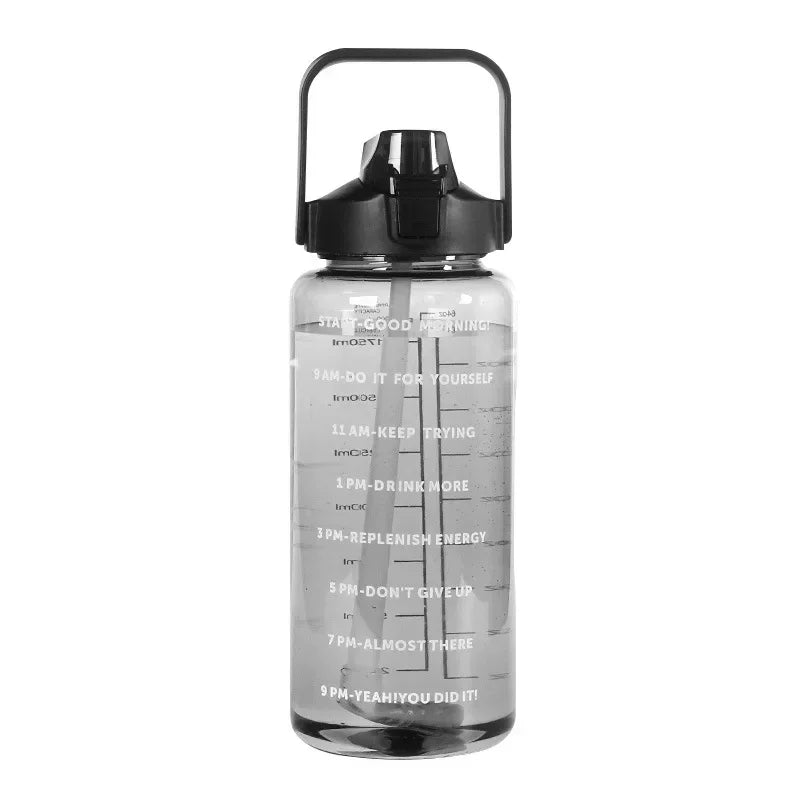 2 Liter Water Bottle Plastic Straw Water Cup Portable Travel Bottle Fitness Cup Outdoor Camping Large Capacity Water Bottle