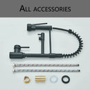 Kitchen Sink Faucet Pull Down Hot and Cold Water Mixer2 Mode Tap with Dual Spout 360 Rotation Flexible Deck Mounted