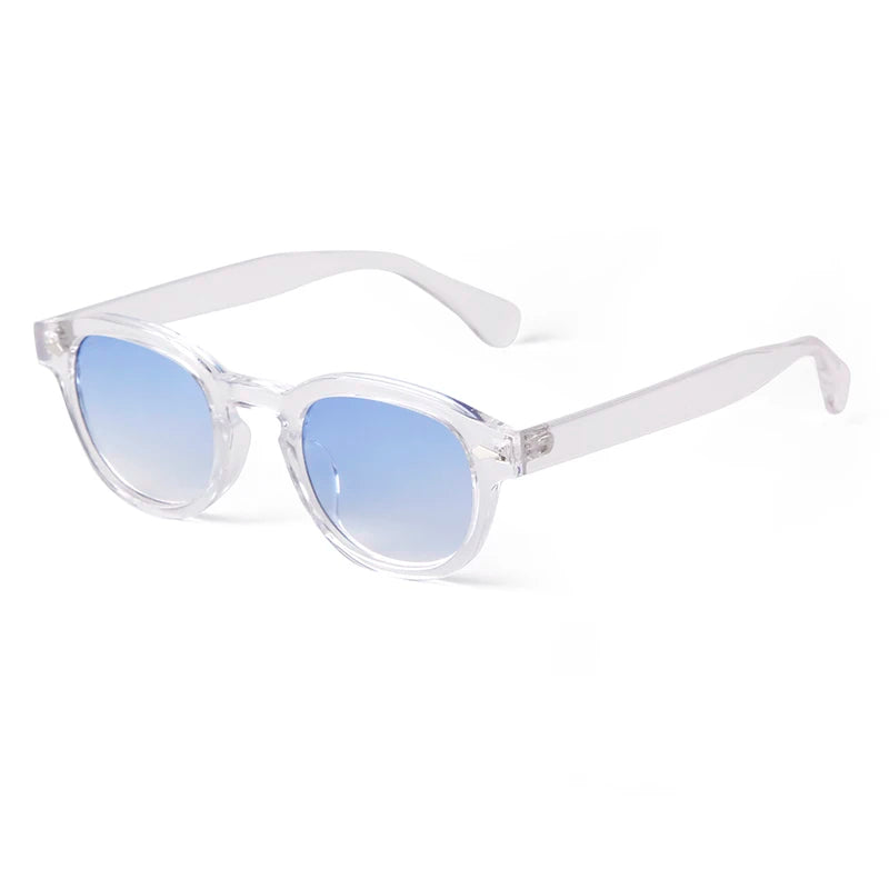 Fashion Transparent Blue Round Sunglasses Women Men 2024 Retro Rivet Tortoise Small Square Sun Glasses UV400 Lunettes De Soleil