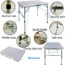 90x60x67cm Aluminium Camping Table, Portable Folding Table Small Picnic Table Laptop Desk TV Dinner Bed Home Office, White