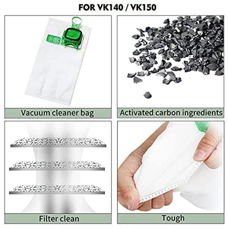 For Kobold Vacuum Cleaner Bag Kit Compatible For Vorwerk Kobold VK140 VK150