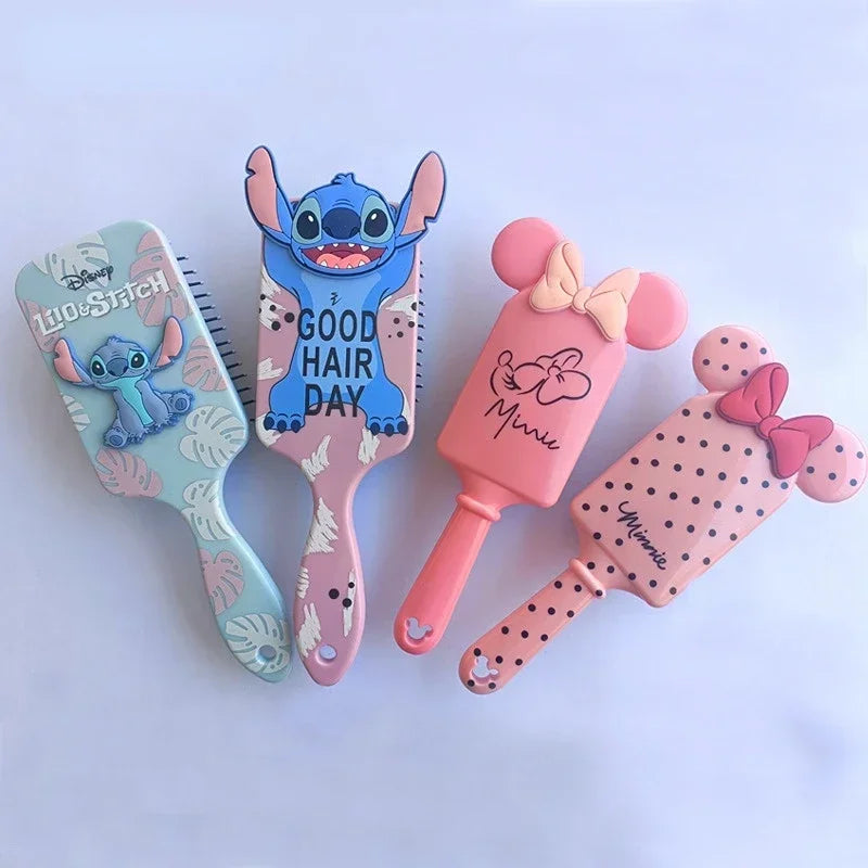 Cartoon Anime Figures Disney Stitch Air Cushion Massage Combs Minnie Mouse Children Comb Hair Brush Hairdressing Tool Kids Gift