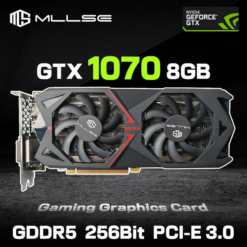 MLLSE Placa De Video NVIDIA GeForce GTX 1070 8GB GDDR5 256-bit PCIe 3.0 x16 16nm Desktop Computer Gaming GPU New Card