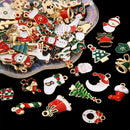 10x Enamel Christmas Tree Decor Santa Claus Wreath Snowman Pattern Xmas Pendant Necklaces Earrings Bracelets DIY Handmade Craft