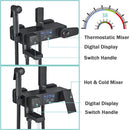 Rozin Black Smart Thermostatic Shower Faucet Set Bathroom Intelligent Rainfall Digital Mixer Tap With Rack and Bidet Bath System