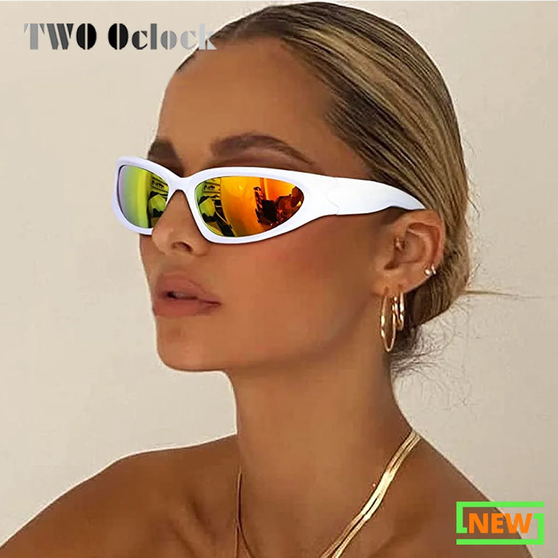 Designer y2k UV400 Mirrored Sunglasses Women White Sun Glasses Men Hispter Sport Driving Cycling Ladies Shades 2023 gafas de sol