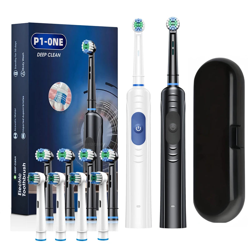 Electric Toothbrush for Adult Rotary Rechargeable Electric Toothbrush Teeth Whitening Rotating Electric Toothbrush with 8 Heads