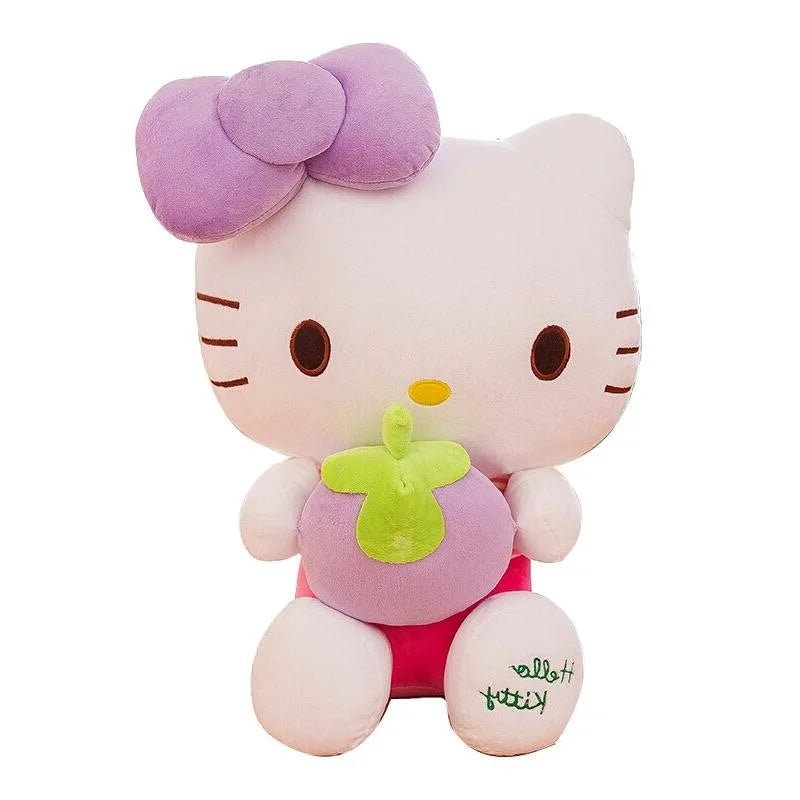 Cute Kawaii Hello Kitty Plush Dolls With Strawberry Cat Stuffed Soft Toys Cushion Sofa Pillow Birthday Gift Room Decor 30-70cm