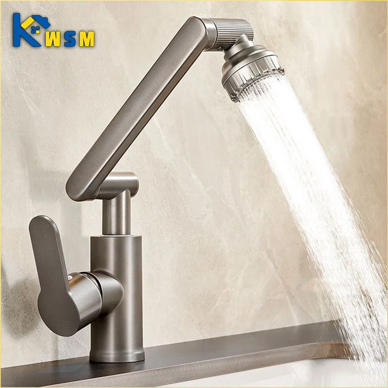 Mechanical Arm Universal Faucet Bathroom Kitchen Splashproof Faucet Bathroom Countertop Basin Hot and Cold Tap Faucet Accessorie