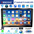 ESSGOO 7"/9"/10“ 2 DIN Android 14 4+64G Car Stereo Carplay Android Auto GPS Navi Bluetooth FM RDS Radio WIFI Touchscreen ChatGPT